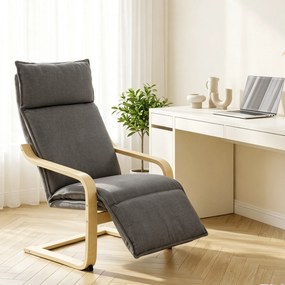 HOMCOM Fotoliu Modern de Relaxare cu Suport Pentru Picioare, Scaun Spațios, Gri Închis | Aosom Romania