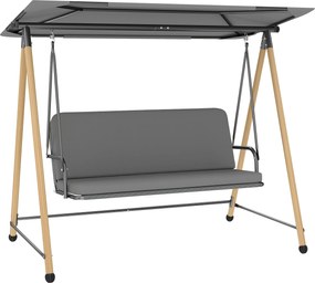 Outsunny Balansoar de Grădină cu 3 Locuri, cu Copertină Reglabilă Impermeabilă și Pernă Detașabilă, Capacitate Maximă 360 kg, 208 x 125 x 180 cm, Gri | Aosom Romania