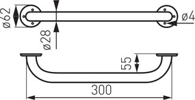METALIA Mâner de susținere drept, 300 mm alb R6630,11