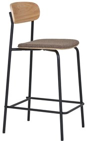 Scaun de bar negru/maro stivuibil cu aspect de lemn de frasin (înălțime șezut 66 cm) Estepona – House Nordic