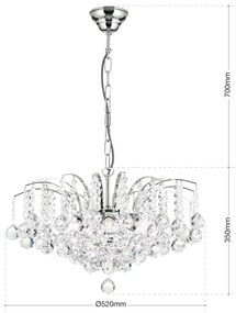 Candelabru cristal Asfour design lux KRISTALL KLASSISCH 6L chrome plated/clear crystal