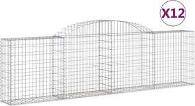 vidaXL Coșuri gabion arcuite 12 buc, 300x30x80/100 cm, fier galvanizat