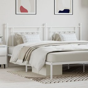 353623 vidaXL Tăblie de pat metalică, alb, 193 cm