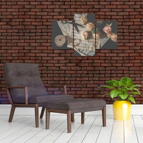 Tablou cu note muzicale și trandafiri (90x60 cm)