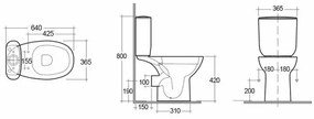 Rezervor pe vas wc Rak Ceramics Morning cu alimentare inferioara