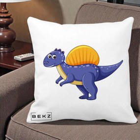 Perna Decorativa Spinozaur Kawaii, 40x40 cm, Alba Mata, Husa Detasabila, Perna Inclusa, BEKZ®