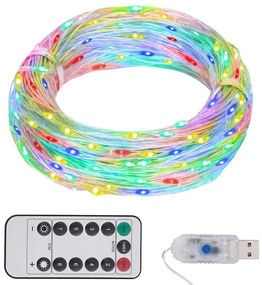 vidaXL Instalație cu 150 LED-uri, multicolor, 15 m