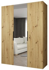 Dulap de haine 150 cm Mirabella 2 (Stejar artisan + Negru). 1126402