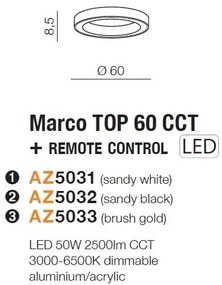 Lustra LED cu telecomanda design slim circular MARCO TOP 60 CCT WH