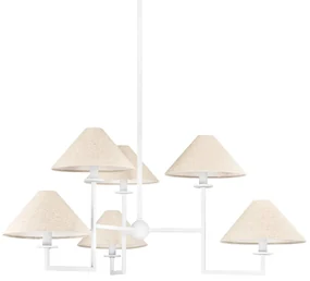 Candelabru 6 brate LUX, Metal, Alb, Abajur In, GLADWYNE