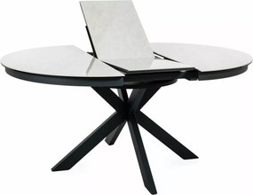 Masa extensibila Porto Ceramic bej lucios/negru mat L120-160xl120 cm