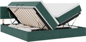 vidaXL Pat cu storage cu saltea cu headboard Verde închis 90 x 200 cm