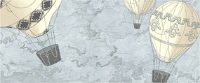 Tablou - Baloane deasupra orașului, nuanțe reci (120x50 cm)