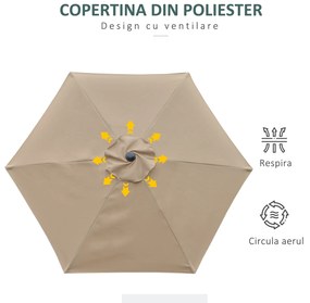 Outsunny Umbrelă de Grădină Înclinabilă, pentru Terasă cu Deschidere cu Manivelă, Kaki, 2.3x2 m | Aosom Romania