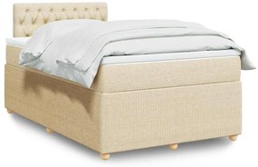 vidaXL Pat continental cu saltea, crem, 120x190 cm, textil