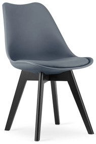 Scaun BALI MARK gri inchis cu picioare negre din lemn