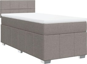 vidaXL Pat box spring cu saltea, gri taupe, 80x200 cm, textil