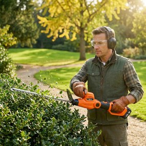 Outsunny Trimmer pentru Gard Viu pe Baterie 18V, Trimmer pentru Grădină cu 2 Baterii de 4Ah, Încărcător, Târnă Telescopică Reglabilă din Aluminiu, Lamă Cu Acțiune Dublă de 51cm pentru Ramuri, Portocaliu | Aosom Romania
