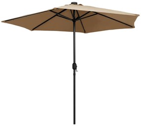 Umbrela de soare cu LED si stalp aluminiu, gri taupe, 270 cm Gri taupe