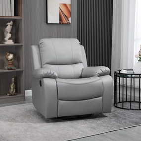 HOMCOM Relaxsessel, fotoliu de întindere, spătar reglabil, rotativ, funcție de balansare, cu suport pentru picioare, oțel, gri, 93 x 100 x 98Îcm | Aosom Romania