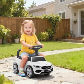 Mașinuță Electrică AIYAPLAY pentru Copii Licență Mercedes Benz cu Claxon și Spațiu de Depozitare, 65x28x39 cm, Alb | Aosom Romania