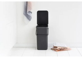 Cos de gunoi colectare selectiva Brabantia Sort&Go 648978, 16 L, Maner, Montabil pe perete, Gri inchis