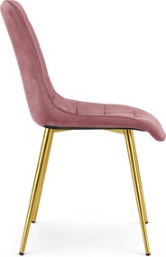 OFERTA Scaun de masa SPLIT VELVET cu picioare aurii, roz inchis calitatea II
