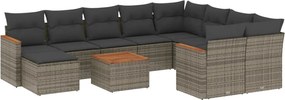 vidaXL Set canapele de grădină cu perne, 11 piese, gri, poliratan