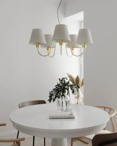 ByRydens 4202720-6509 - Candelabru suspendat pe cablu LYNF, 5xE14/8W/230V, alamă/alb