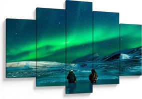 Tablou cu oameni la Aurora borealis (150x105 cm)
