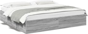 vidaXL Cadru de pat, gri sonoma, 200x200 cm, lemn prelucrat