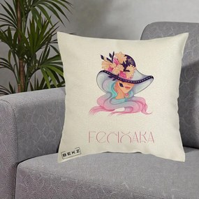 Perna Personalizata Zodie Fecioara, 40x40 cm, Ecru, Husa Detasabila, Perna Inclusa, BEKZ®