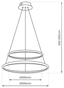 Lustră LED pe cablu HOOP LED/51W/230V d. 60 cm 4000K negru