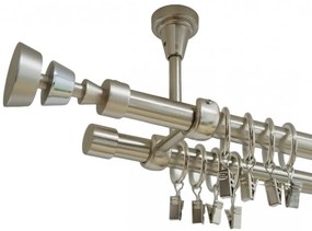 Galerie dubla afina prindere tavan 19 mm inox (Alege marime: 180 cm)