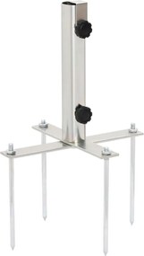 vidaXL Suport de umbrelă cu țăruși de sol, argintiu, Ø32-38 mm, oțel
