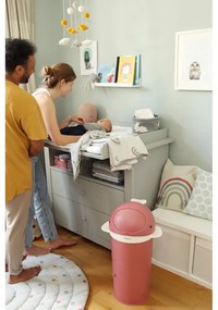 Coș de gunoi roz închis pentru scutece din plastic 25 l Whale – Kindsgut