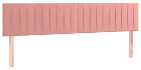Pat cu arcuri, saltea  LED, roz, 180x200 cm, catifea Roz, 180 x 200 cm, Benzi verticale