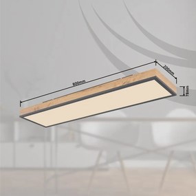Plafoniera LED CCT cu aspect lemn design dreptunghiular DORO