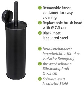 Perie de WC neagră autoadezivă din oțel Pavia – Wenko