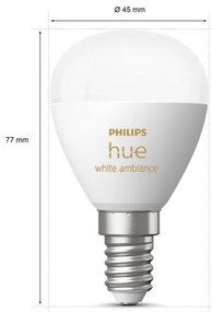 Bec LED dimabil Philips Hue WHITE AMBIANCE P45 E14/5,1W/230V 2200-6500K