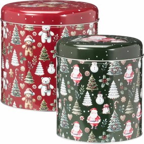 Set de 2 cutii metalice de Crăciun Teddies