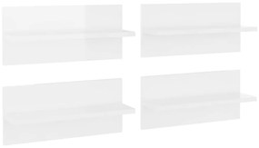 807310 vidaXL Rafturi de perete, 4 buc., alb extralucios, 40x11,5x18 cm, PAL