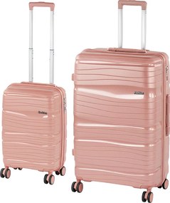 TraveLux Voyager VI set valiză rulantă aur roz