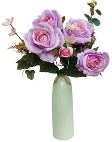 Trandafiri artificiali Geraldine, Mov lila, 40cm