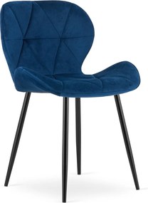 Scaun de masa MANGO VELVET cu picioare negre, albastru