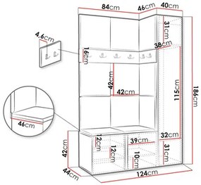 Mobilier hol Tovenaz X (alb + gri deschis). 1123059