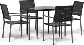 vidaXL Set mobilier de grădină, 5 piese, poliratan și oțel