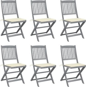 vidaXL Scaune pliante de exterior cu perne 6 buc. lemn masiv de acacia