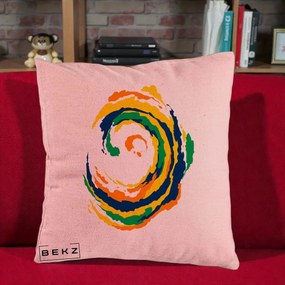 Perna Decorativa Vortex Abstract Colorat, 40x40 cm, Roz, Husa Detasabila, Perna Inclusa, BEKZ®
