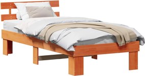 vidaXL Cadru de pat Maroniu cerat 75 x 190 cm Lemn de pin masiv